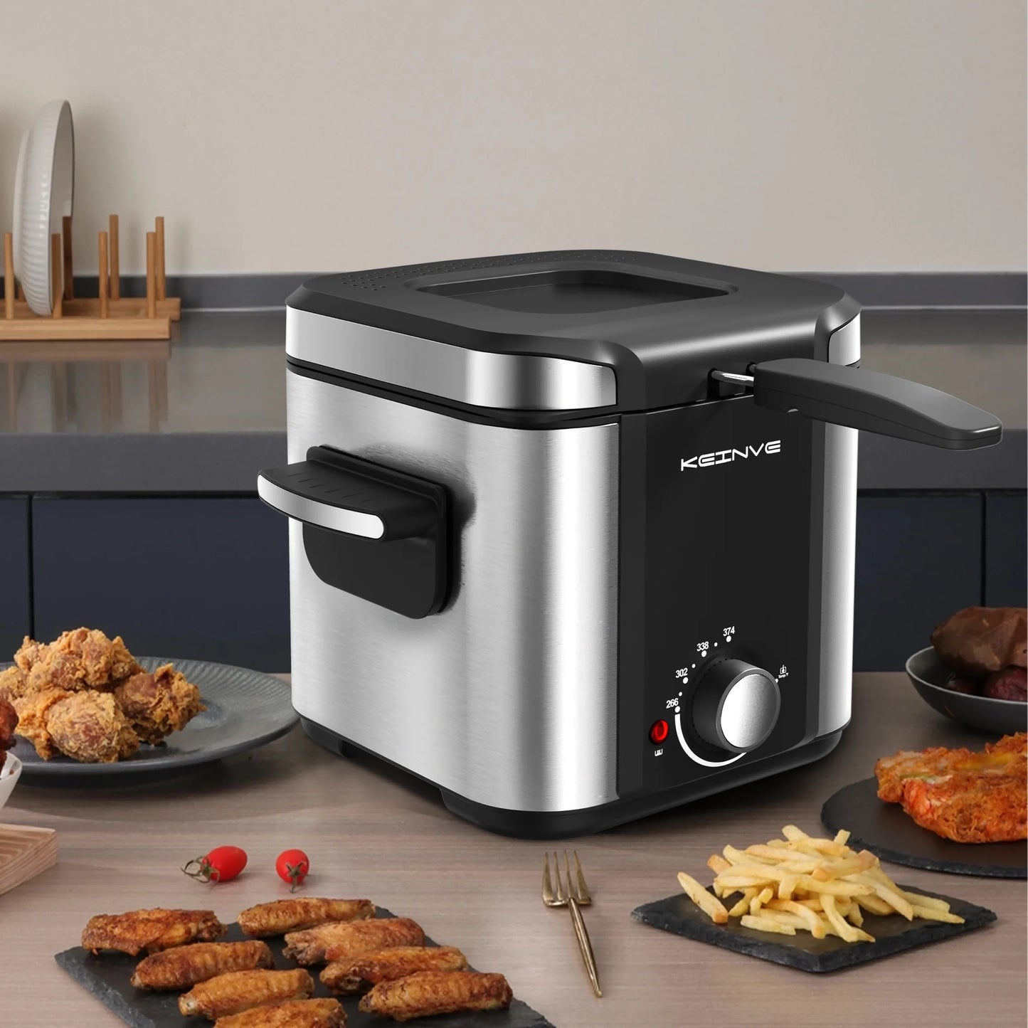 Electric Deep Fryer, 1.5 L/1.6 QT with Basket for Home Use, Cool Touch Sides Easy to Clean, Nonstick Basket