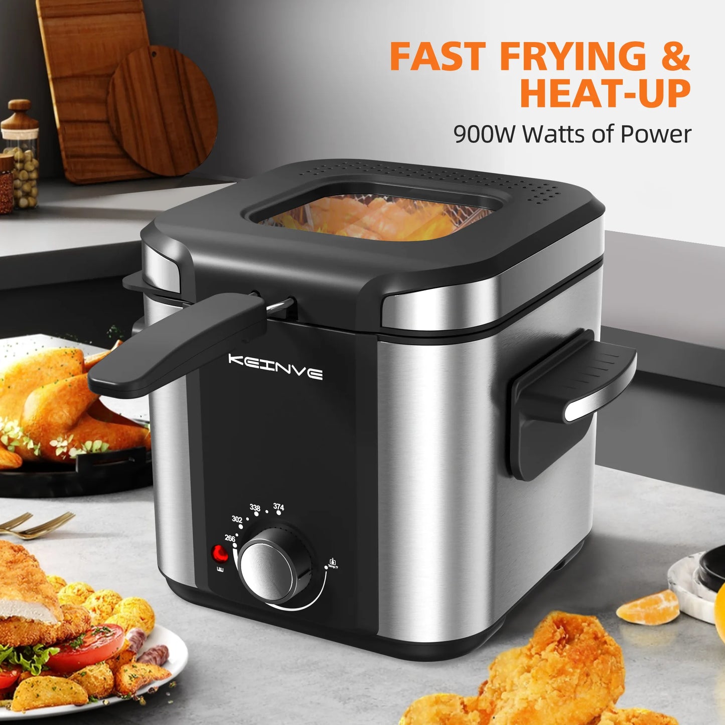 Electric Deep Fryer, 1.5 L/1.6 QT with Basket for Home Use, Cool Touch Sides Easy to Clean, Nonstick Basket