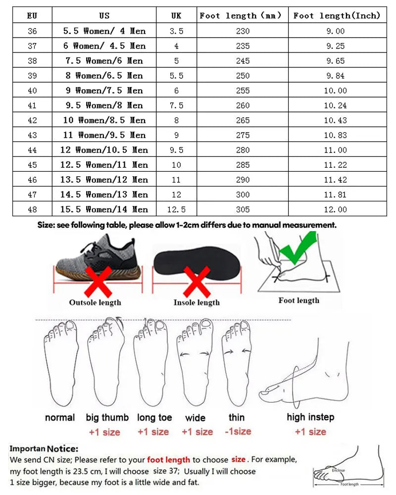 Men's Safety Shoes, Steel Toe Cap, Anti-Smashing, Puncture Proof Construction, Non-Slip, Breathable