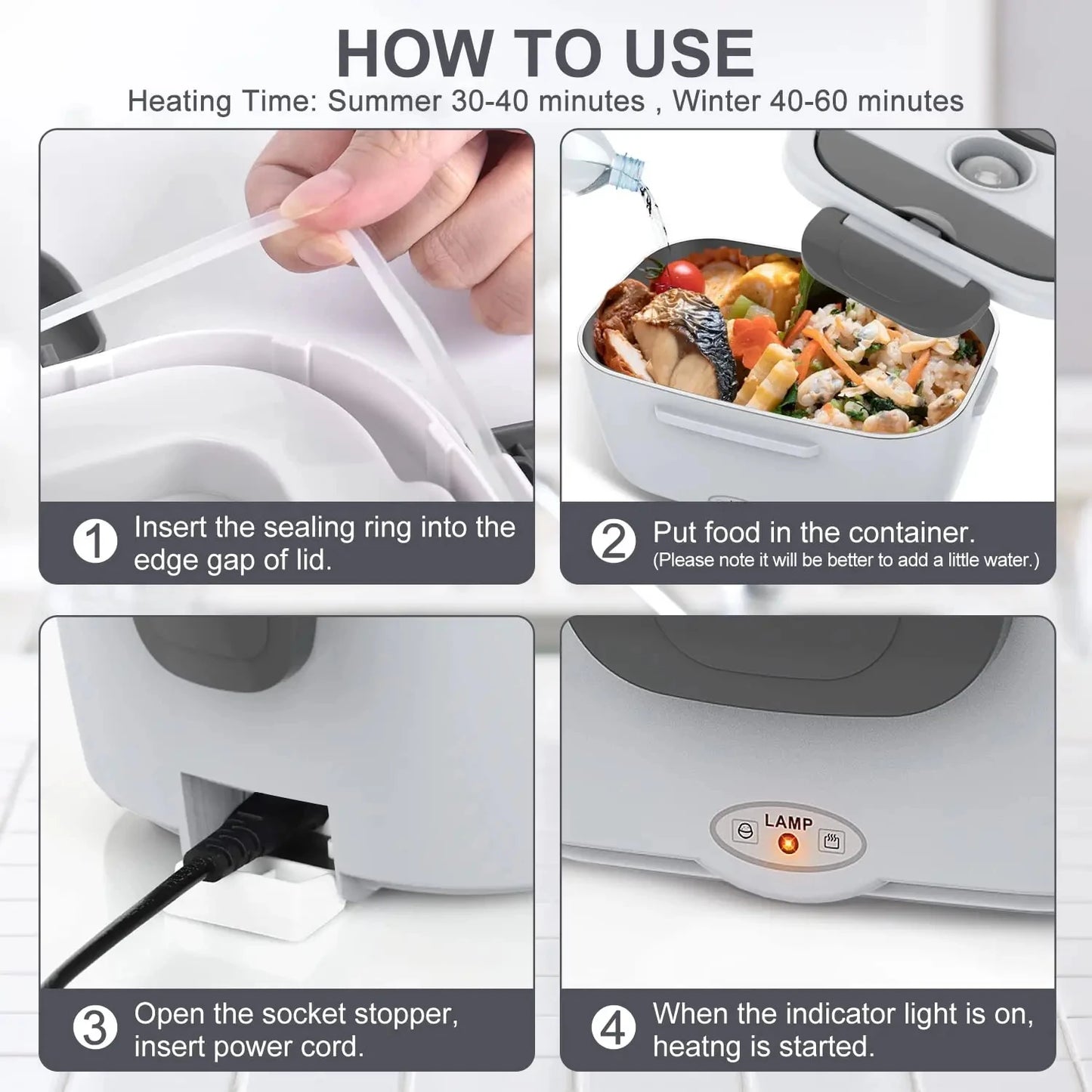 Electric Lunch Box: 12V/24V/110V Portable Food Warmer with 1.5L Leak Proof Stainless Container & Insulated Bag for Car/Home