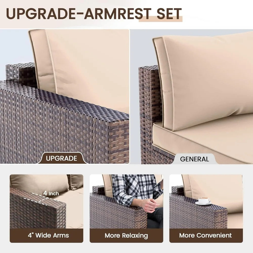 5 Piece Patio Furniture Set with Storage Table and Waterproof covers
