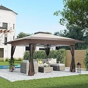 13’x13’ Pop Up Gazebo, Outdoor Canopy Tent Shade with Metal Frame, Mosquito Netting for Patio, Garden, Lawn, Backyard