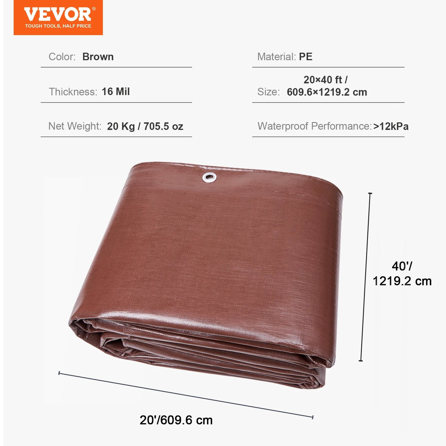 Water & Tear Proof Heavy Duty Tarp, Two Sizes to Choose From