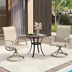 Patio Dining Set for 6, 7 Pieces Includes 53" Round Patio Table with Umbrella Hole and 6 Outdoor Swivel Chairs
