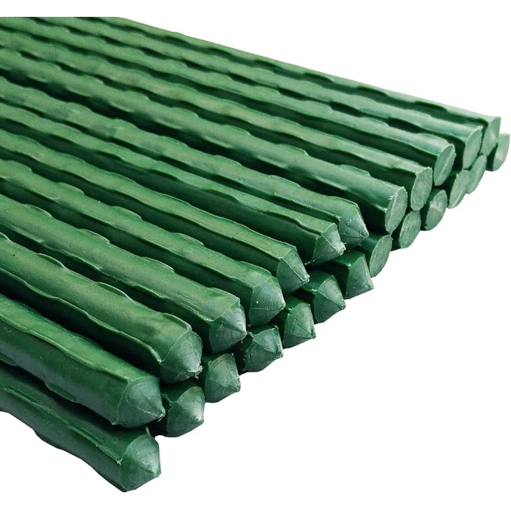 Garden Plant Support Stakes, 45cm, Durable Plastic Coated Steel Stake, Set of 25