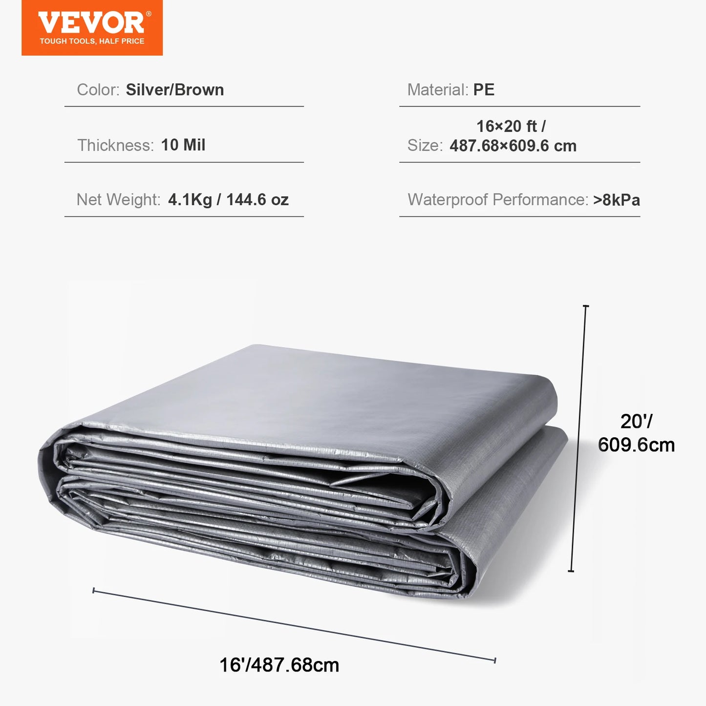 Water & Tear Proof Heavy Duty Tarp, Two Sizes to Choose From