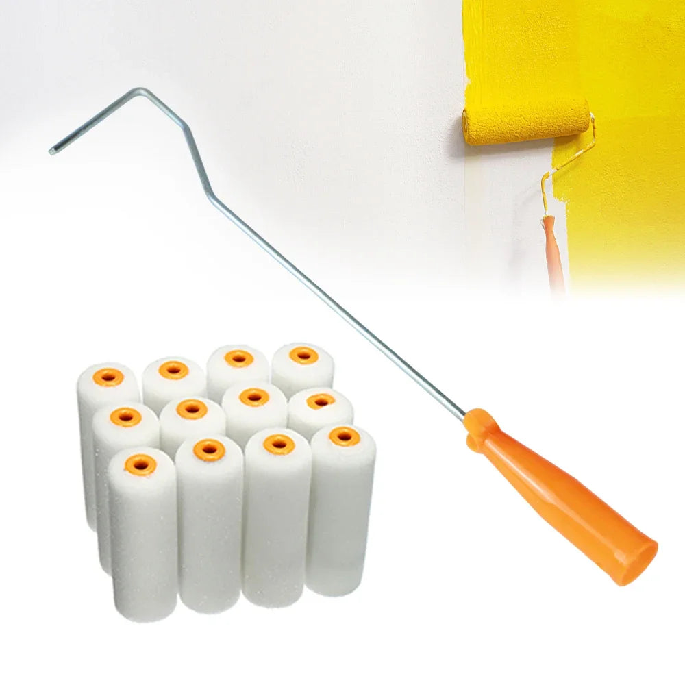 13 pcs 10cm Mini White Durable Foam Paint Roller Sleeves with Handle