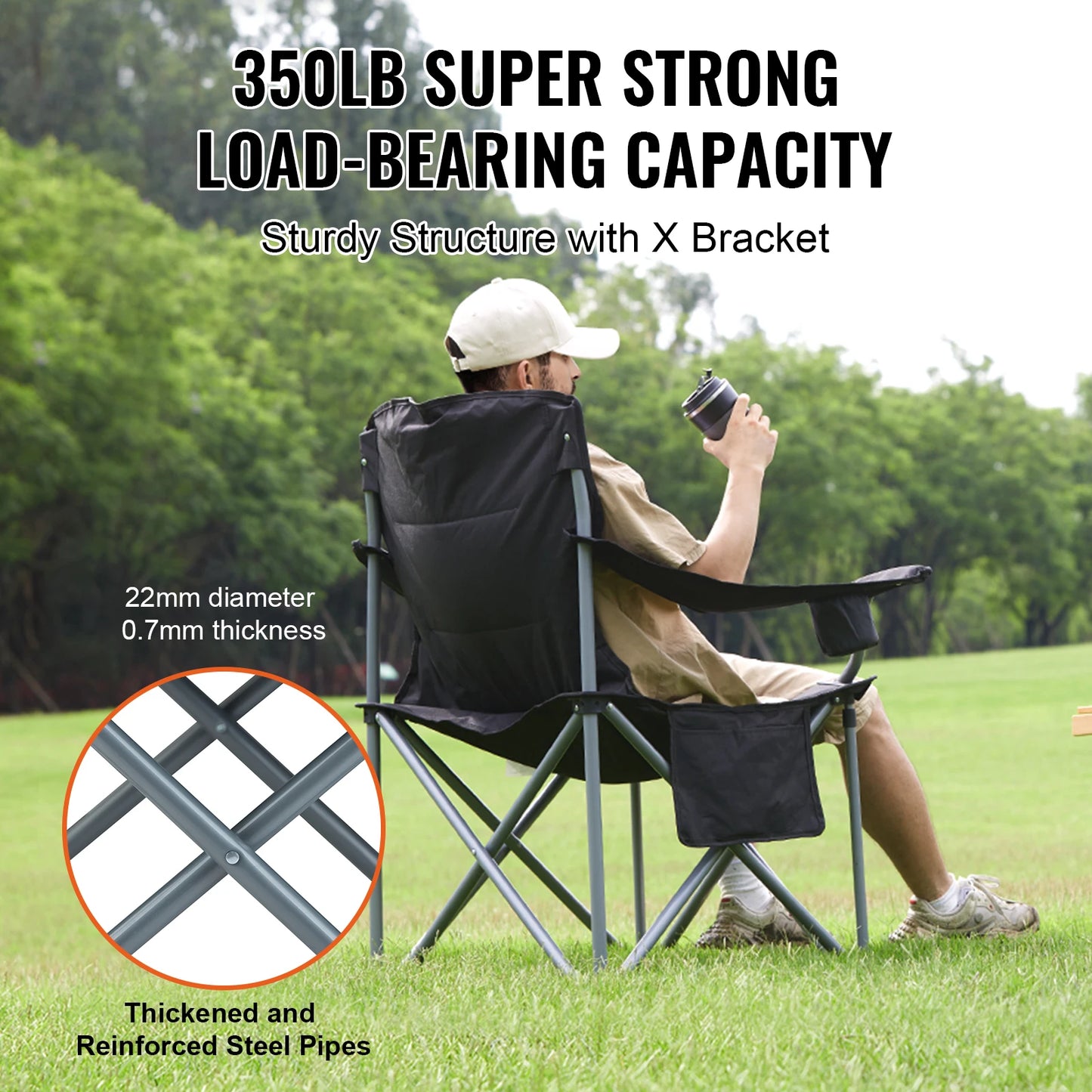 Outdoor Ultralight, Folding Camping Chair, 350 lb Capacity