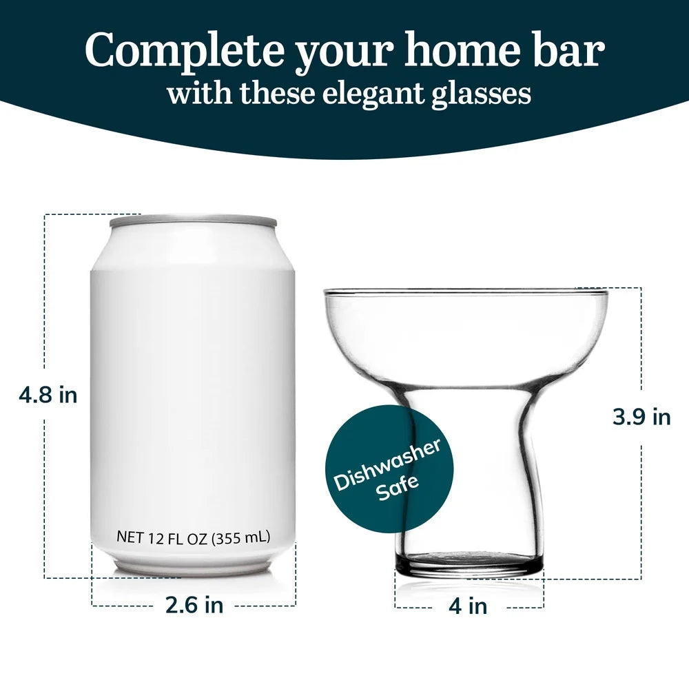 Set of 6 Unique Lightweight Lead-Free Margarita Glasses, Perfect for desserts too! Dishwasher Safe