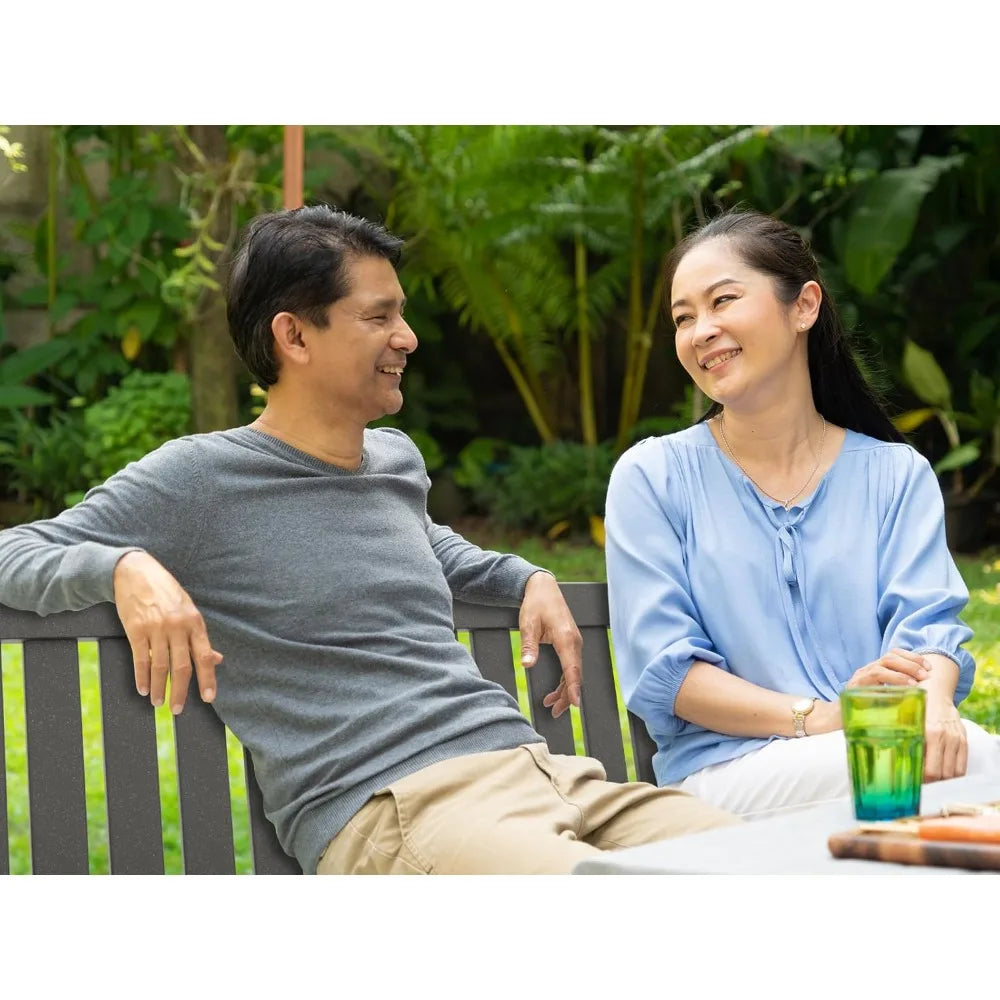 Popular Grey Outdoor Bench, All-Weather HDPE, Fade Resistant, 800 lbs Bearing