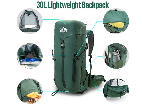 Ultralight Night Cat 30L Hiking Backpack Internal Frame; Fits both Men & Women
