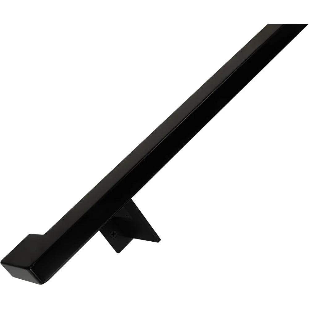 Contemporary Aluminum Complete Handrail, Brackets Included, Powder Coated Finish