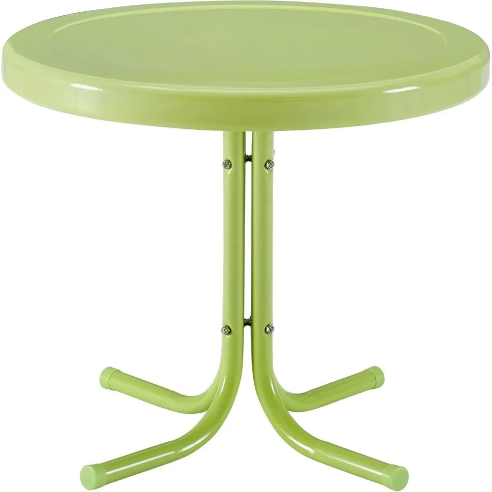 3-Piece Retro Metal Bistro Patio Outdoor Chair and Side Table Set