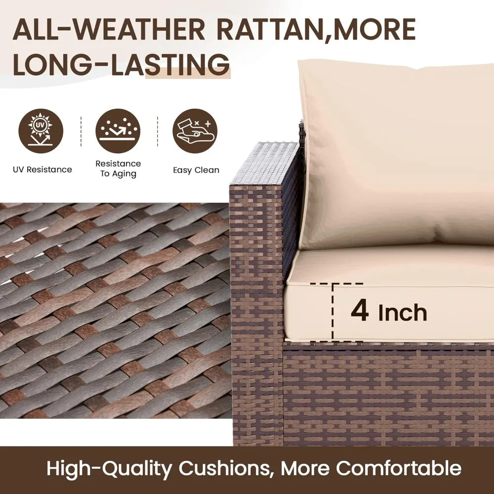 5 Piece Patio Furniture Set with Storage Table and Waterproof covers