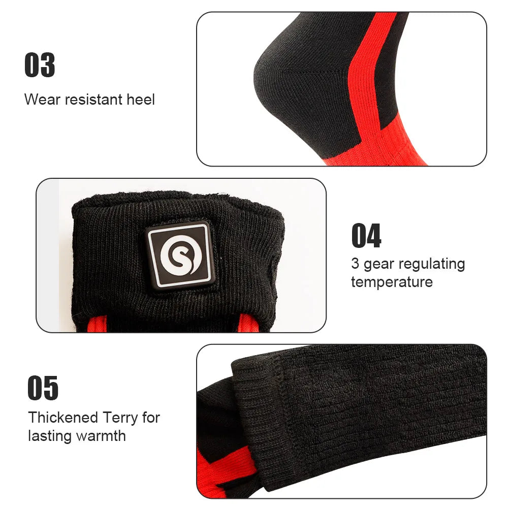 Heated Socks for Men and Women, Winter Rechargeable, Thermal Heated Foot Warmer, Camping, Hiking, Ski Sports, Snowmobile