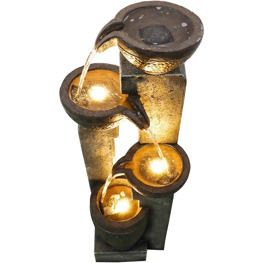 40''H 4-Tier Outdoor Garden Water Fountain Decor, Resin Fountain for Garden, Floor Patio, Deck, Porch, Backyard and Home Art Dec