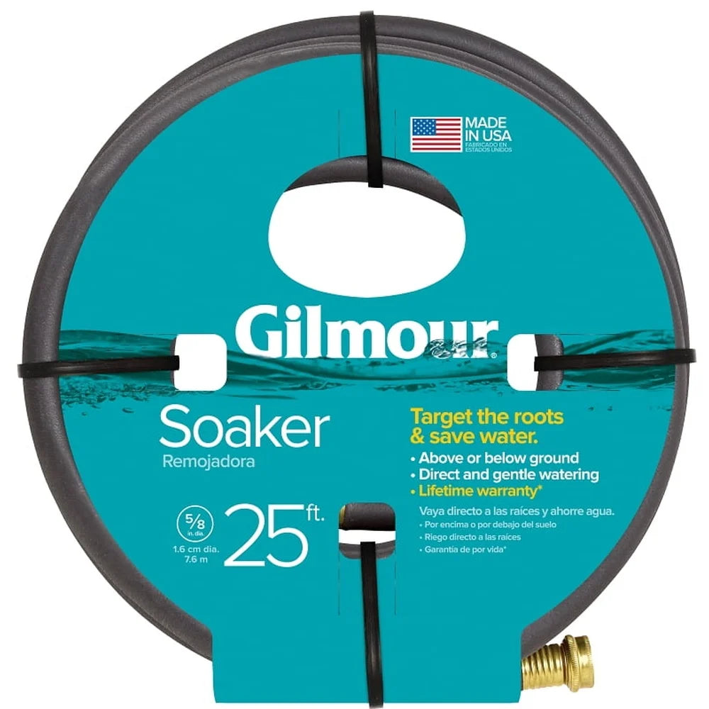 Soaker Hose 5/8 Inch Diameter, 25 Feet Long Irrigation Hose, Safe Drinking Water, Brass Fittings