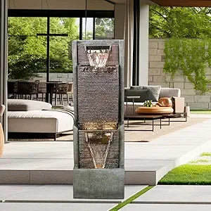 40''H 4-Tier Outdoor Garden Water Fountain Decor, Resin Fountain for Garden, Floor Patio, Deck, Porch, Backyard and Home Art Dec