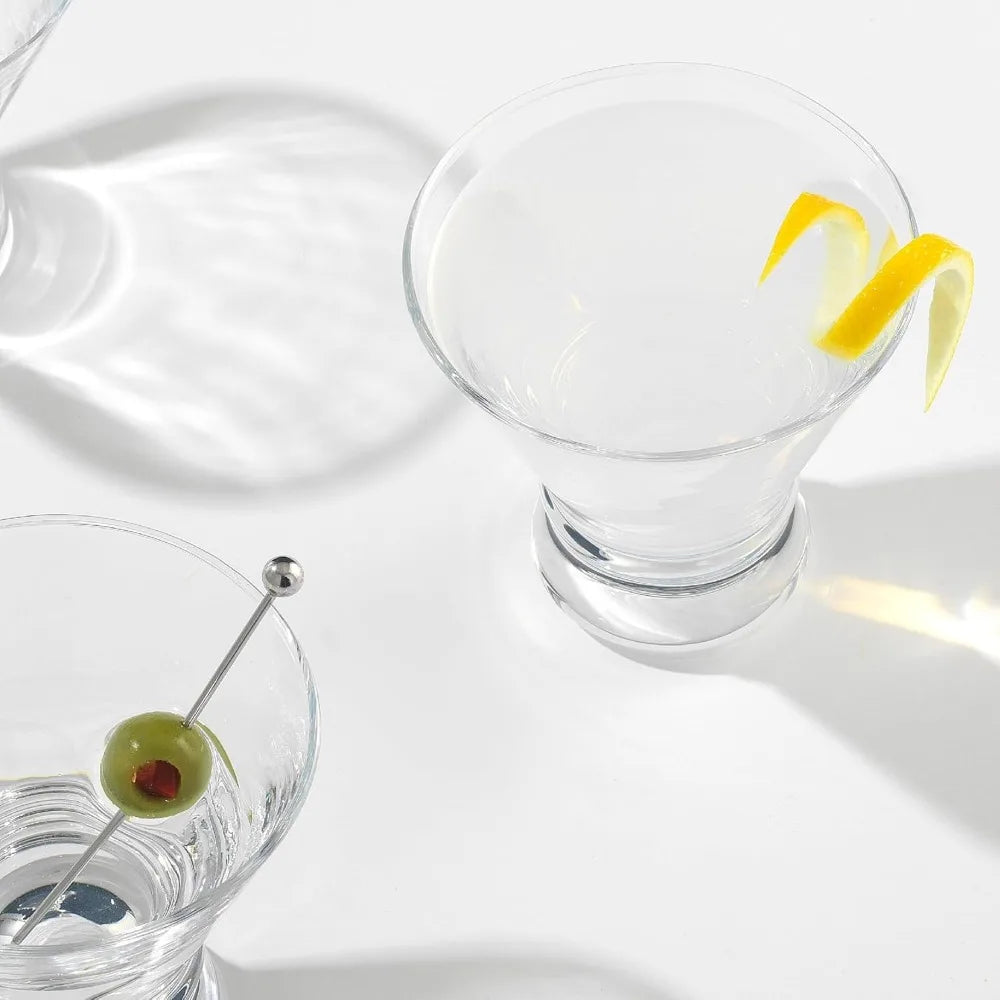 Stemless Martini Glasses, Set of 4, 8.5 oz Glasses for Cocktail and Margarita, Bar Glass Cups, Glass Dessert Cups