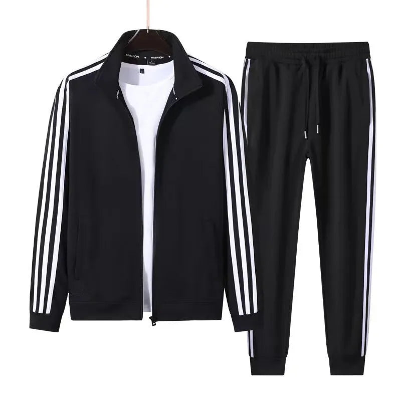 2 pc Leisure striped hoodie, couple's running sportswear