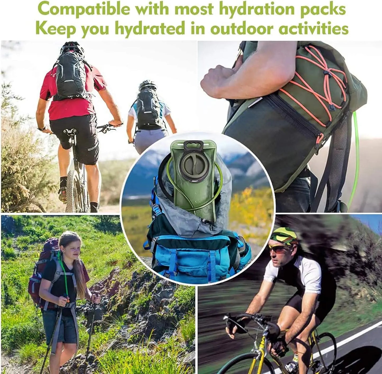 Hydration Water Bladder for Hiking Backpack, Leak Proof Water Reservoir Storage Bag, Military Green, 2 Liter