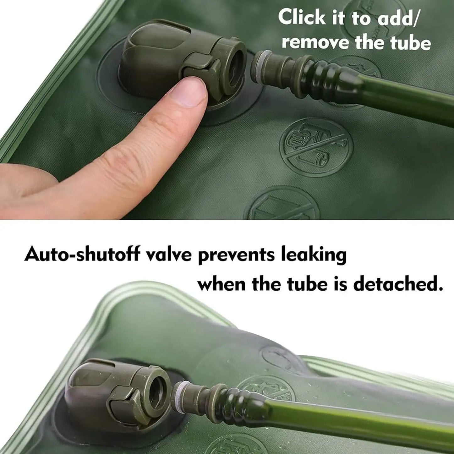 Hydration Water Bladder for Hiking Backpack, Leak Proof Water Reservoir Storage Bag, Military Green, 2 Liter