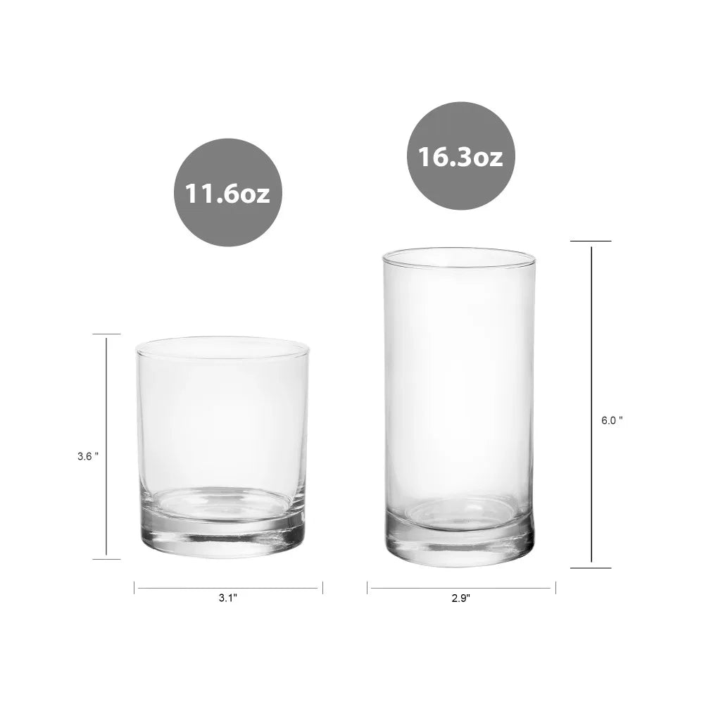 Cold Drinkware Set, Clear, 12-Piece