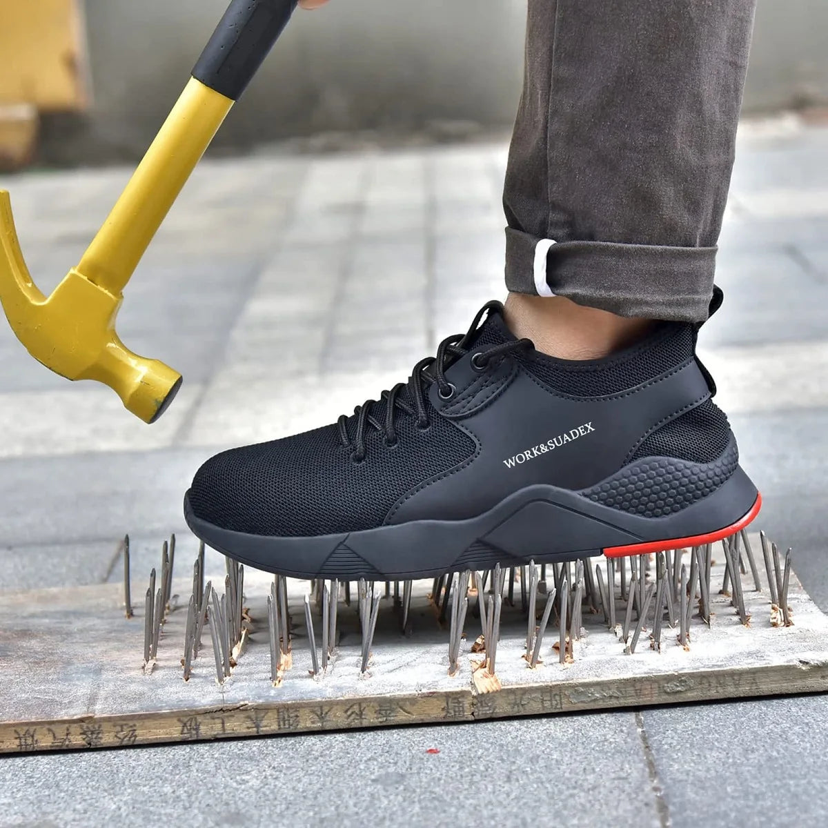 Men's Safety Shoes, Steel Toe Cap, Anti-Smashing, Puncture Proof Construction, Non-Slip, Breathable