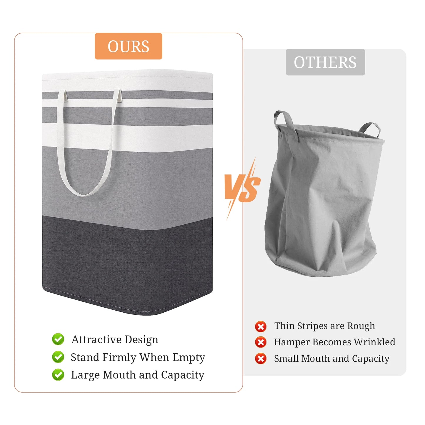2-Piece Large Laundry Basket Set with Extended Handles