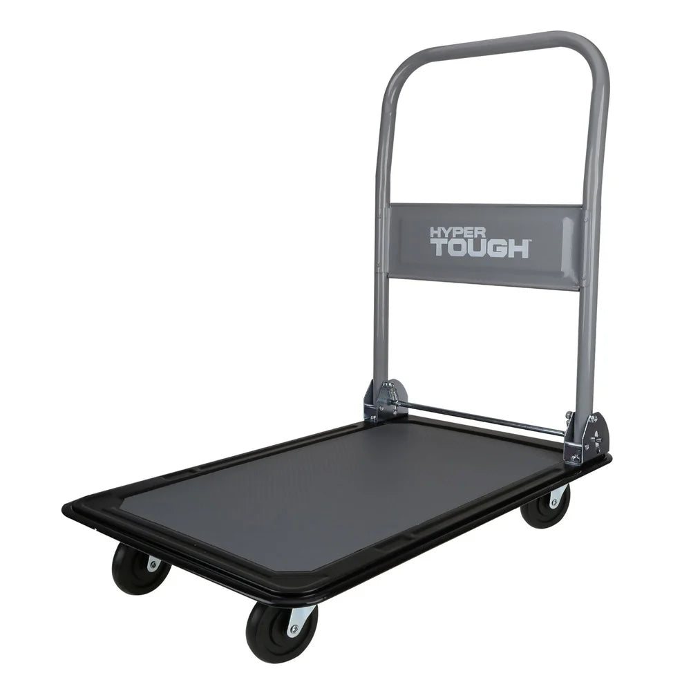 Heavy Duty Folding Utility Cart, 300 Pound Capacity, Steel Frame with Non-Slip Deck and Swiveling Casters