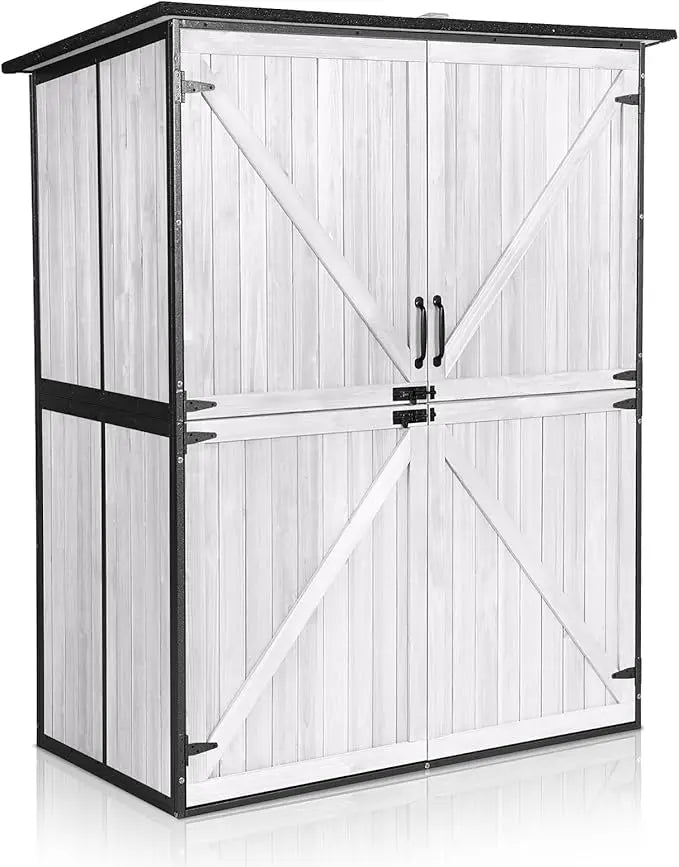Outdoor storage shed with flooring, waterproof natural cedar cabinet, adjustable shelves, and double lock outdoor storage shed