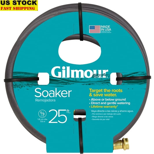Soaker Hose 5/8 Inch Diameter, 25 Feet Long Irrigation Hose, Safe Drinking Water, Brass Fittings