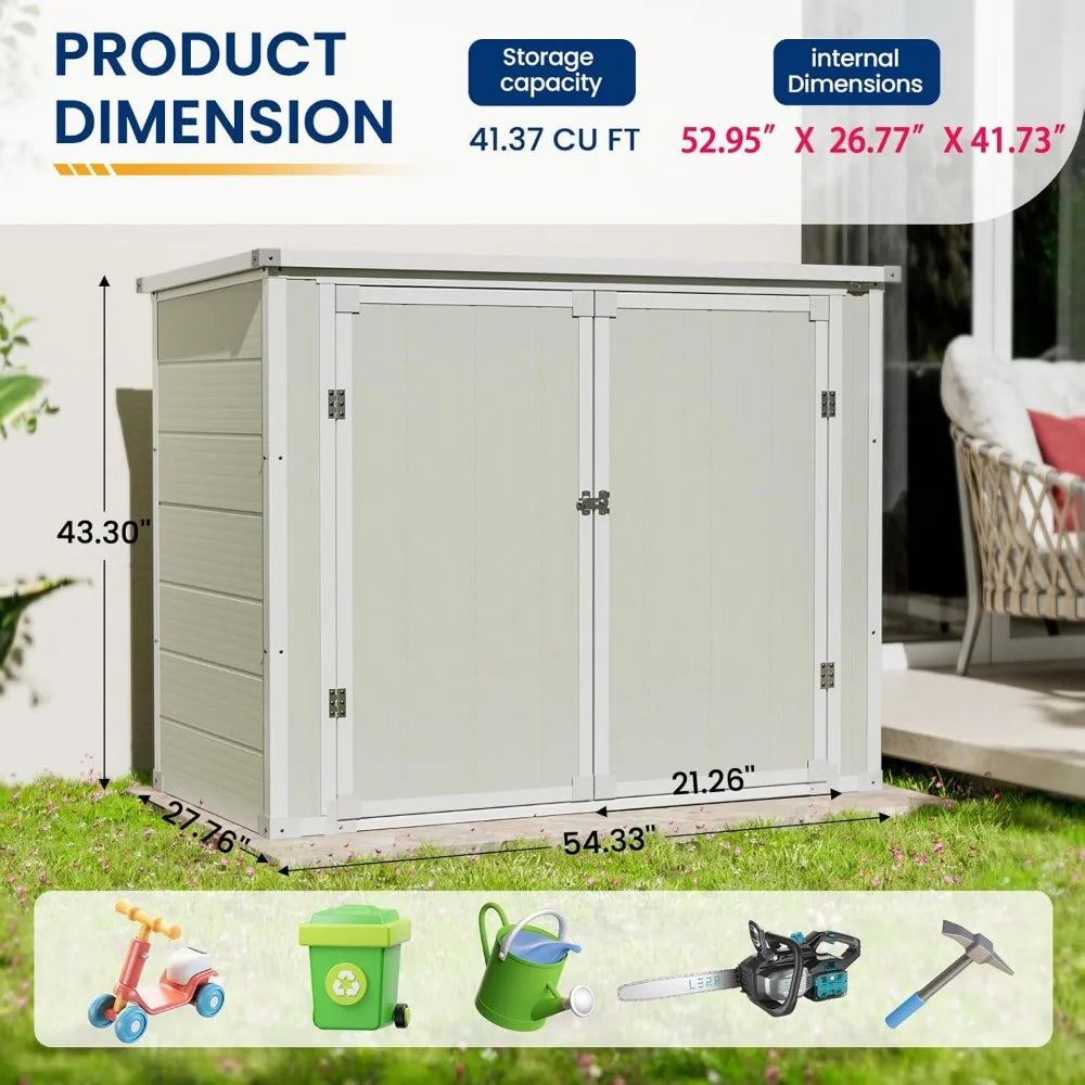 41 Cu Ft Outdoor Resin Storage Shed, Horizontal, Weather Resistance, Floor Included
