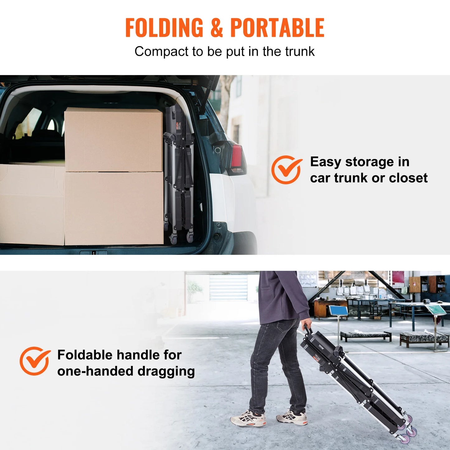 3 Tier Folding, Rolling Utility Cart