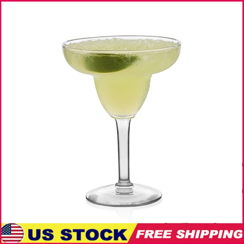Set of 12 Durable, Large, Stemmed Margarita Glasses  Drinking Glasses.  Dishwasher Safe