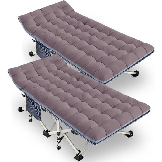 2 Pack XXL Cot 79" L x 32" W x 18" H Camping Cot with Comfortable Mattress, with Carry Bag