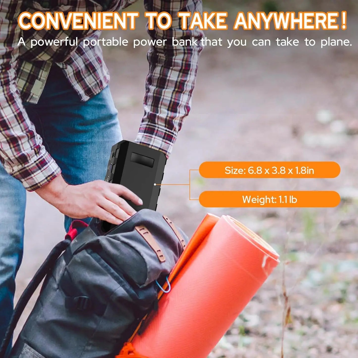 88Wh Portable Power Station 24000mAh110V/65W Power Bank Battery Charger AC, DC, USB QC3.0 for Home, Camping, Emergency