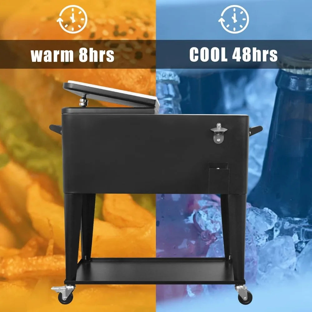 80 Qt Portable Rolling Cooler/Ice Chest