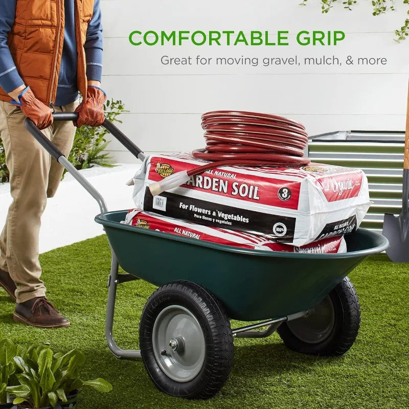 Dual-Wheel Home Utility Wheelbarrow w/Built-in Stand