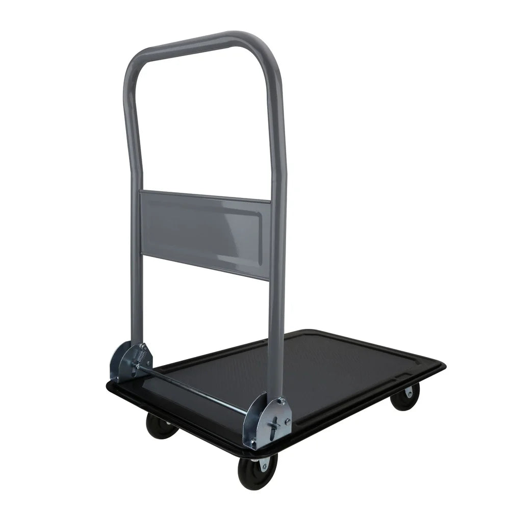 Heavy Duty Folding Utility Cart, 300 Pound Capacity, Steel Frame with Non-Slip Deck and Swiveling Casters