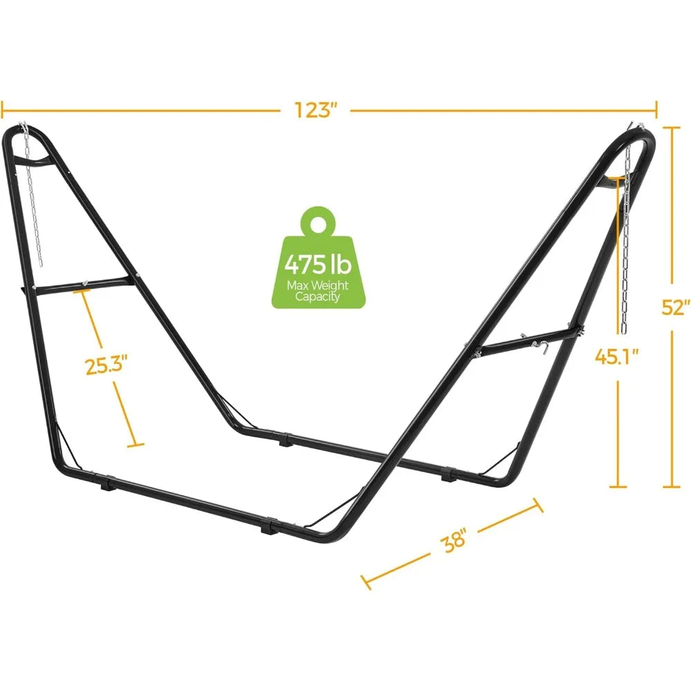 Universal Hammock Stand, Heavy-Duty, Double-Pipe Steel Hammock Stand for 9-14.5 Ft Hammocks, 475 Lb Capacity