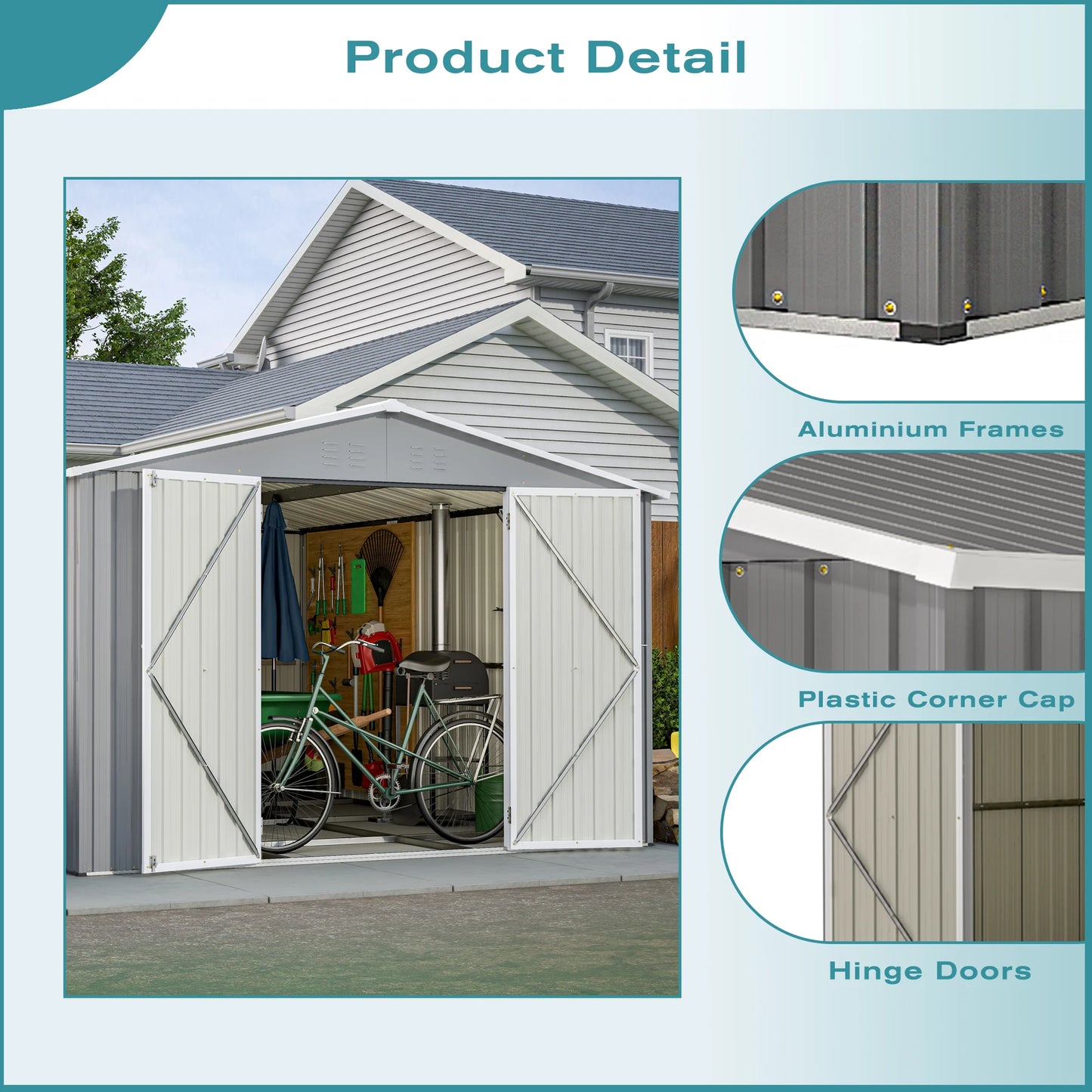 10 X 12 FT Large Metal Utility Shed with Floor Frame