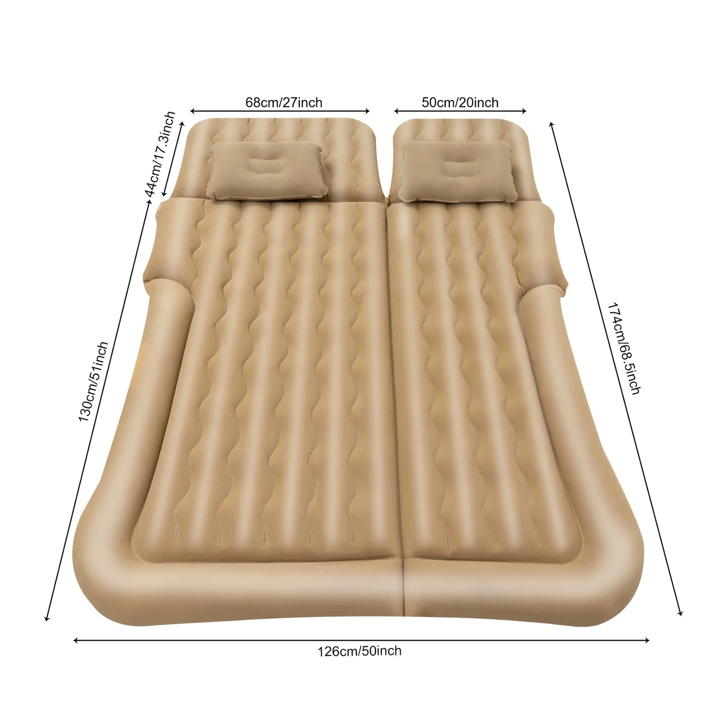 SUV Mattress with 2 Cushions and Pump, Thicker Air Bed for Travel, Camping, Home Furniture