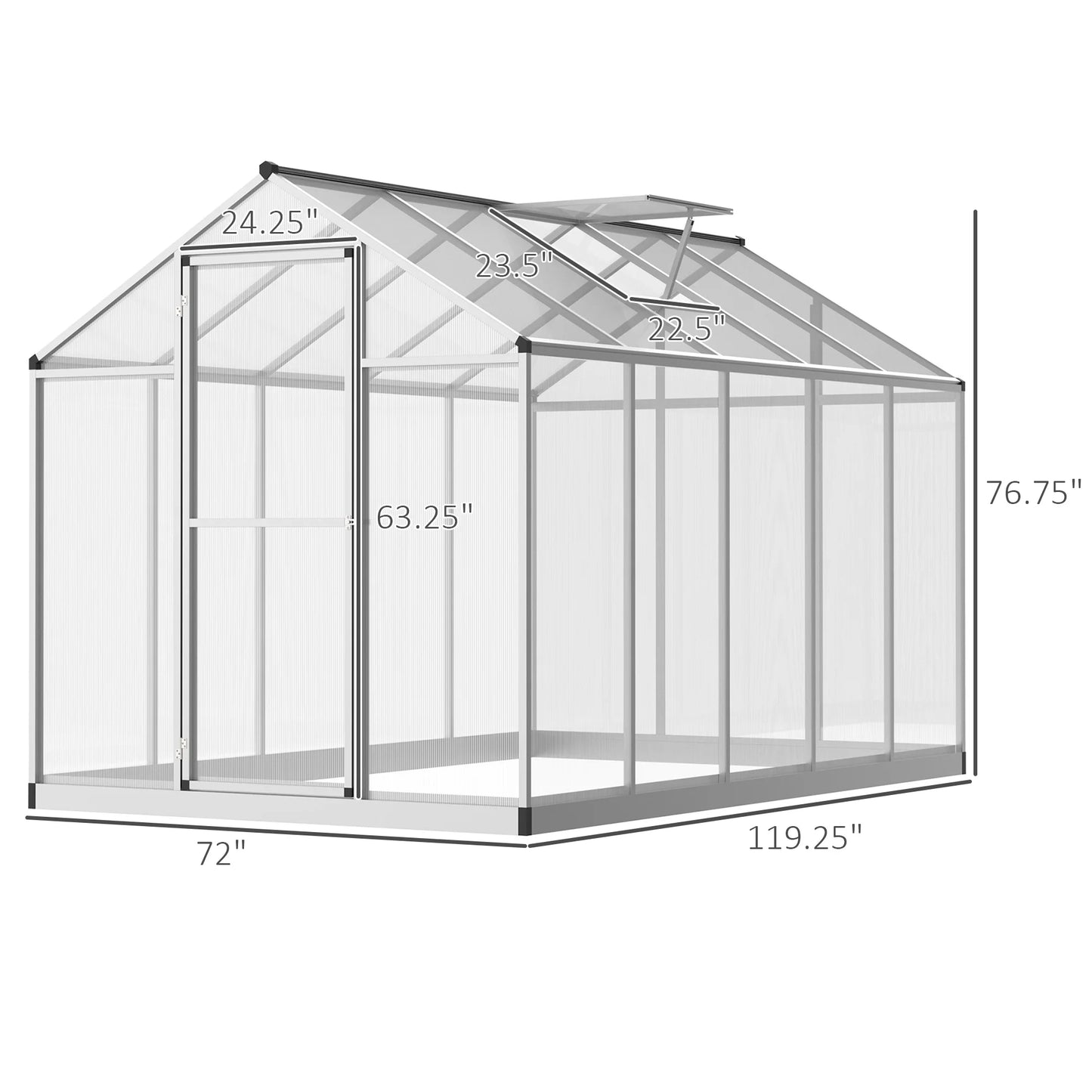 10' L X 6' W Stable Outdoor Walk-In Cold Frame Garden Greenhouse