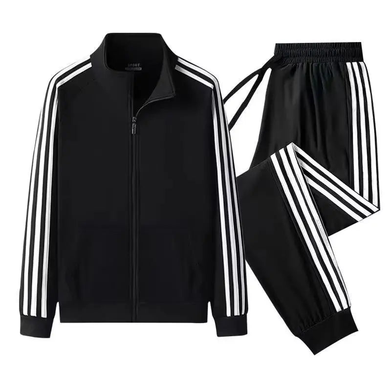 2 pc Leisure striped hoodie, couple's running sportswear