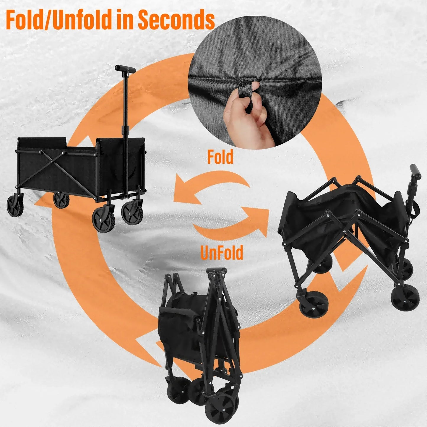 Outdoor Handcart with Foldable Wheels