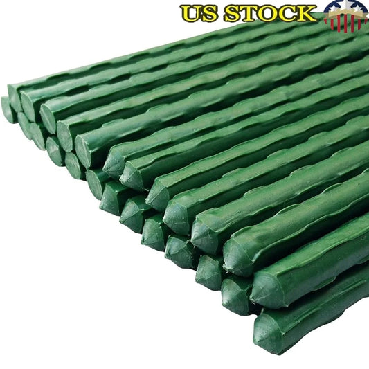 Garden Plant Support Stakes, 45cm, Durable Plastic Coated Steel Stake, Set of 25