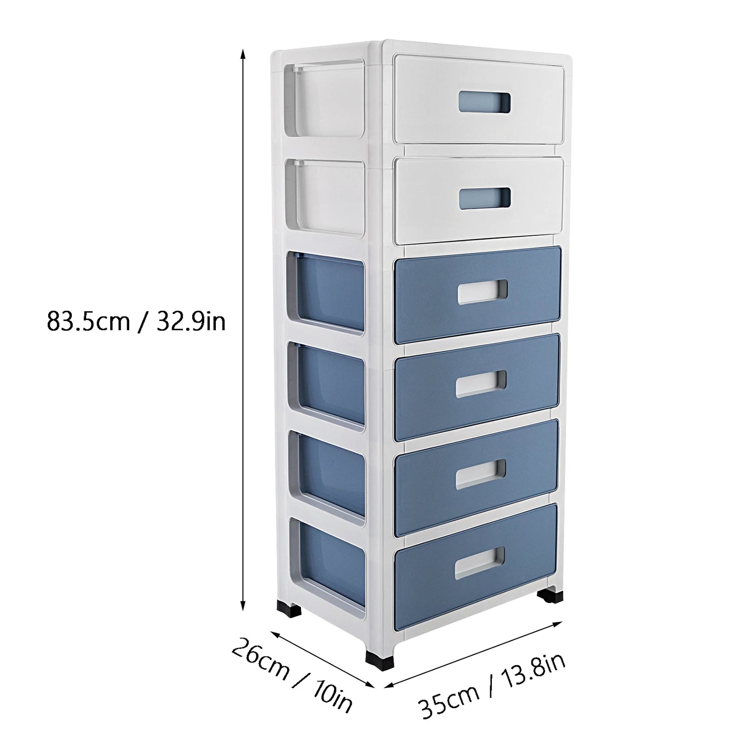 Blue-White 6-Tier Drawer Cabinet,  Plastic Drawer Container for Home, Office, Study