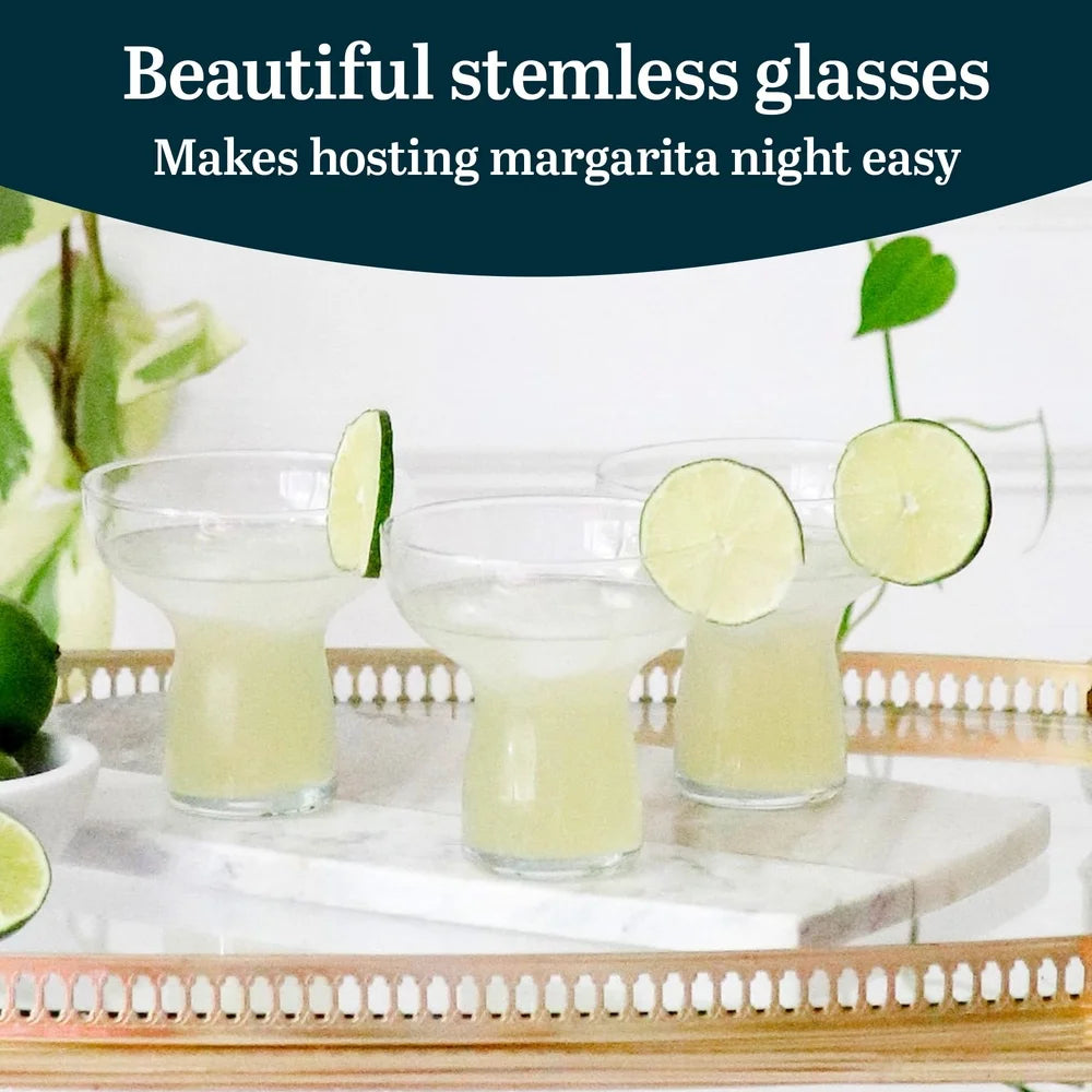 Set of 6 Unique Lightweight Lead-Free Margarita Glasses, Perfect for desserts too!  Dishwasher Safe