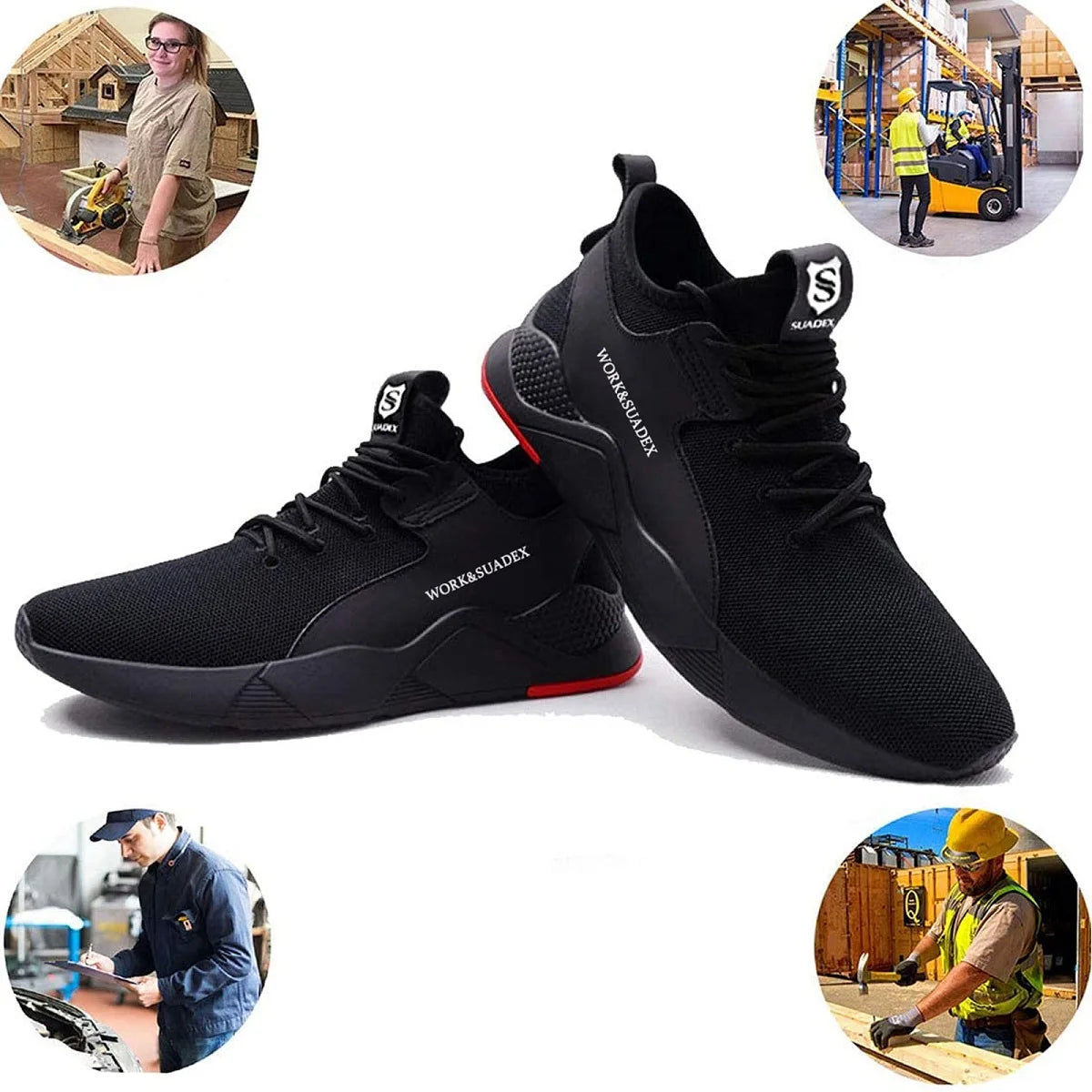 Men's Safety Shoes, Steel Toe Cap, Anti-Smashing, Puncture Proof Construction, Non-Slip, Breathable